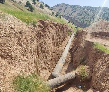 جابجایی، تعویض و اتصال ۱۵۰۰ متر از خط لوله انتقال آب چشمه گل‌گل ملکشاهی